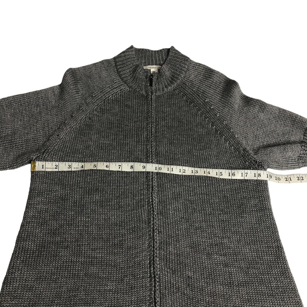 Coldwater Creek Longline Sweater Womens L Gray Zip Mock Neck Tunic Wool Blend - Picture 12 of 13